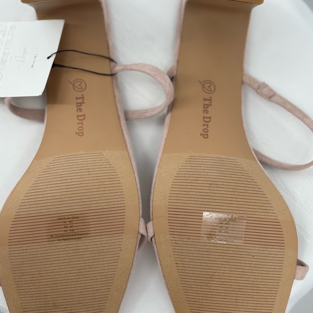 The Drop Avery Square Toe Two Strap High Heel Sandal Blush/pink Suede, Size 13 - Picture 4 of 4